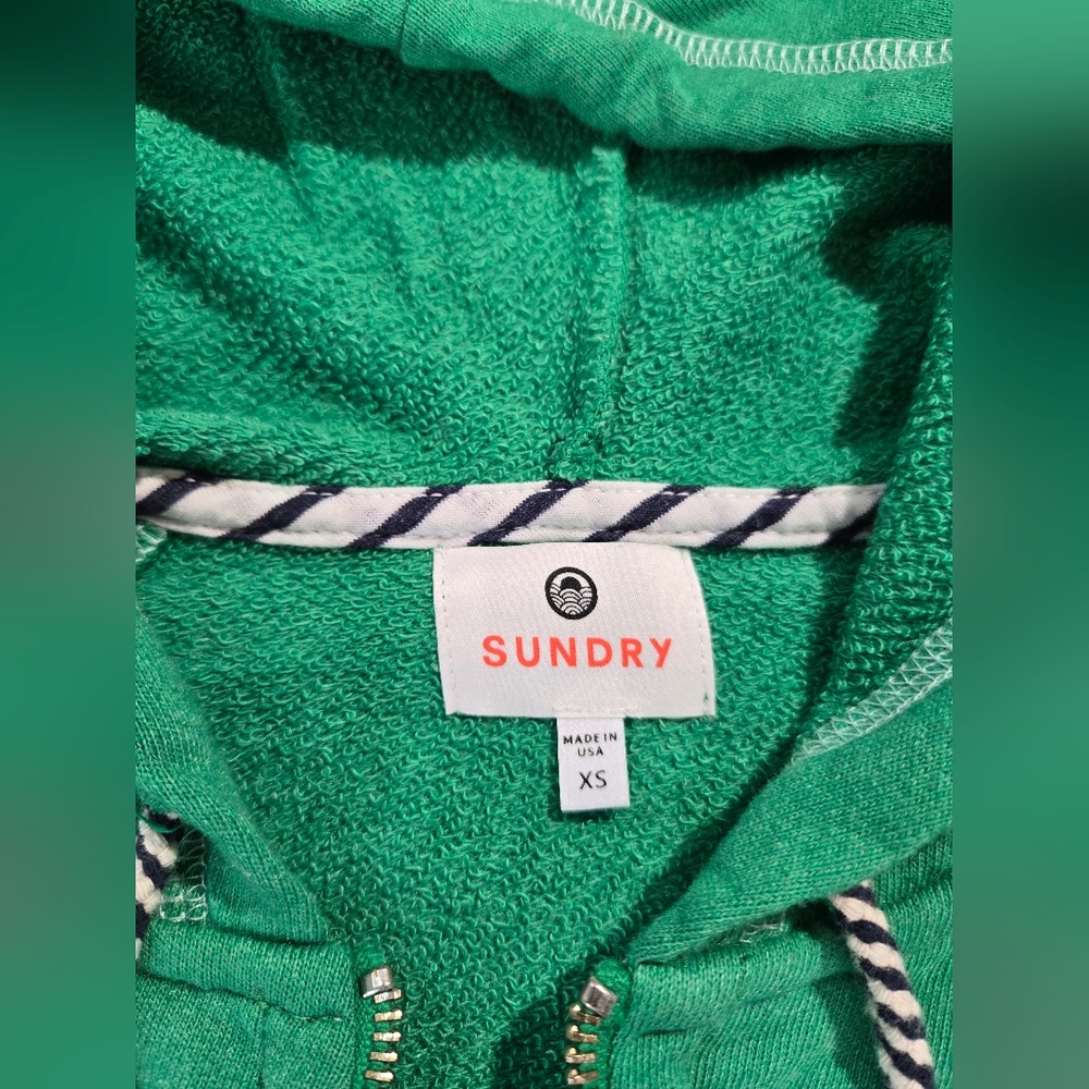 SUNDRY Horizon Zip-up Hoodie in Kelly Green Womens Size XS Cropped Relaxed EUC - Picture 3 of 12
